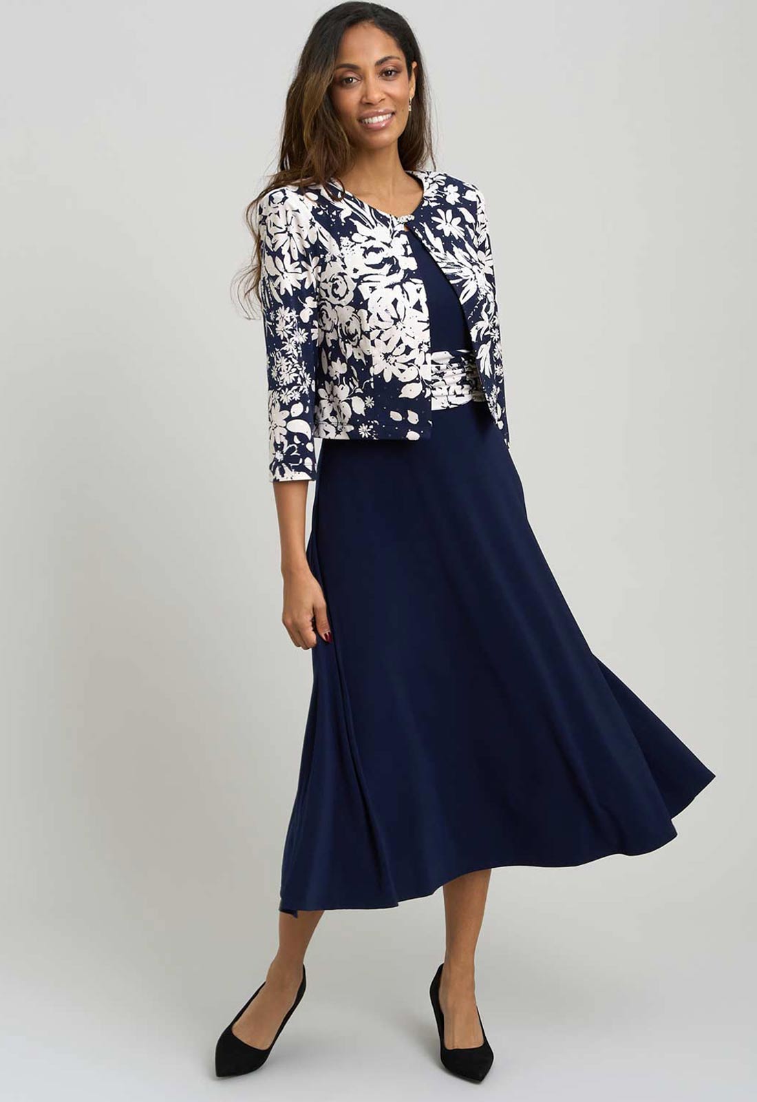 Gina Bacconi NAVY Nell Stretch Jersey Dress & Jacket