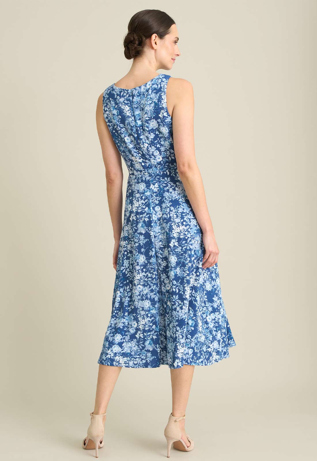 Gina Bacconi NAVY Odelia Floral Print Midi Dress