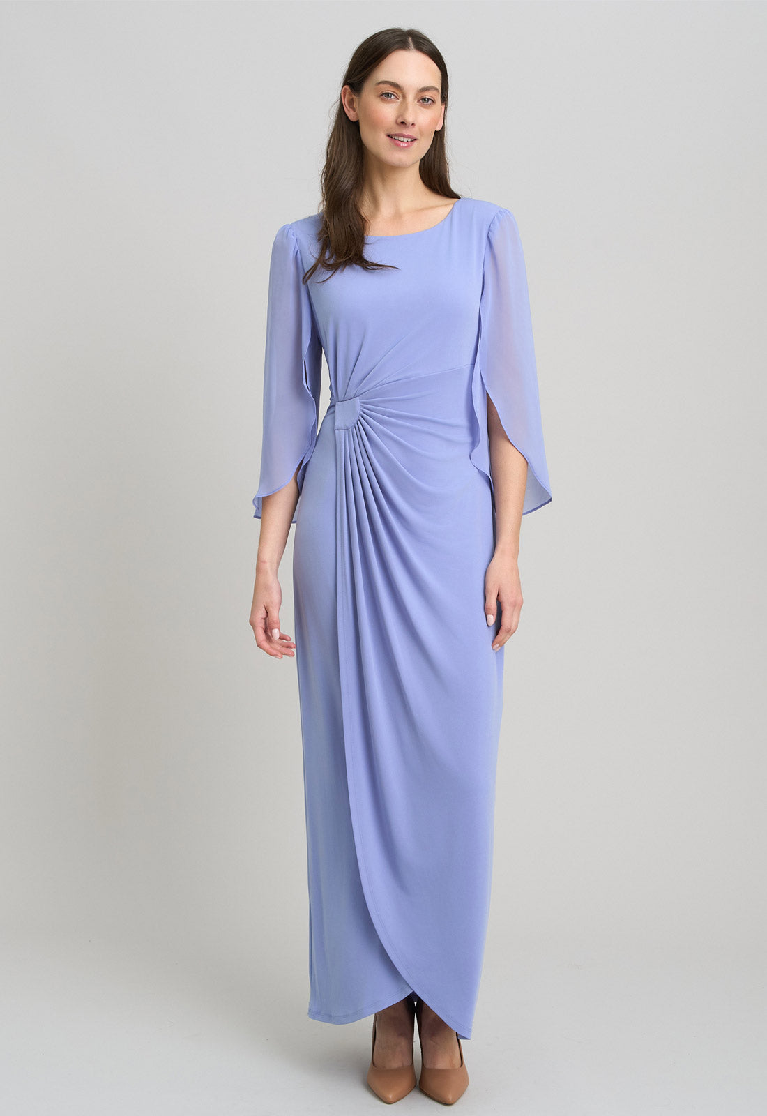 Gina Bacconi PERRI Iulia Maxi Wrap Dress With Chiffon Sleeve
