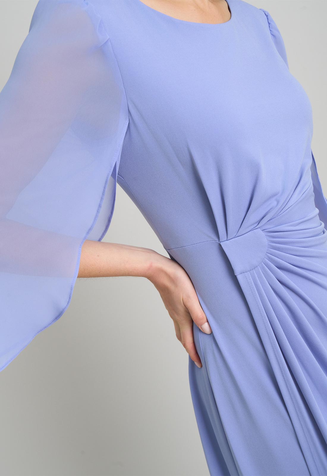 Gina Bacconi PERRI Iulia Maxi Wrap Dress With Chiffon Sleeve