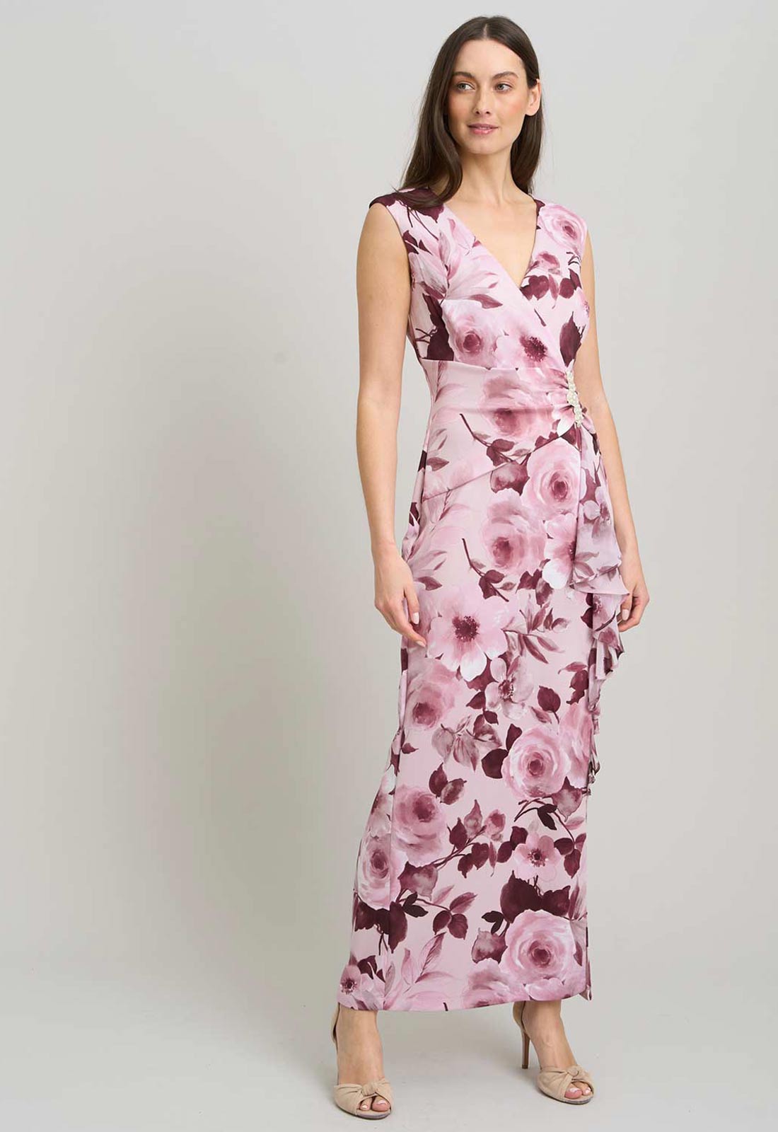 Burgundy floral long dress