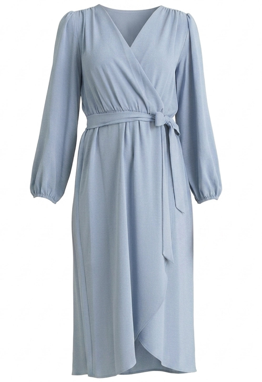 Gina Bacconi SKY Peyton Bow Wrap Long Sleeve Midi Dress