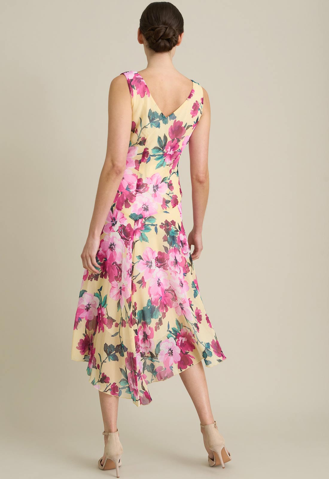Gina Bacconi YELLOW India Chiffon Print Dress