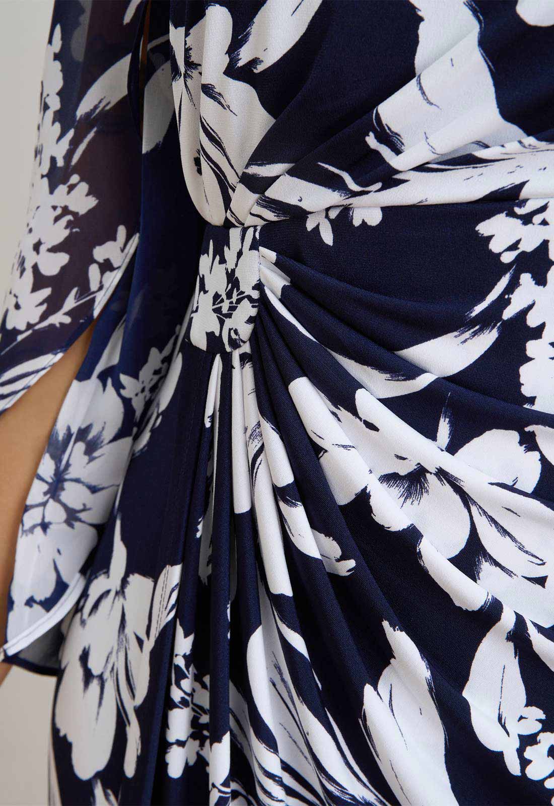 Gina Bacconi NAVY / WHITE Harmony Floral Print Dress