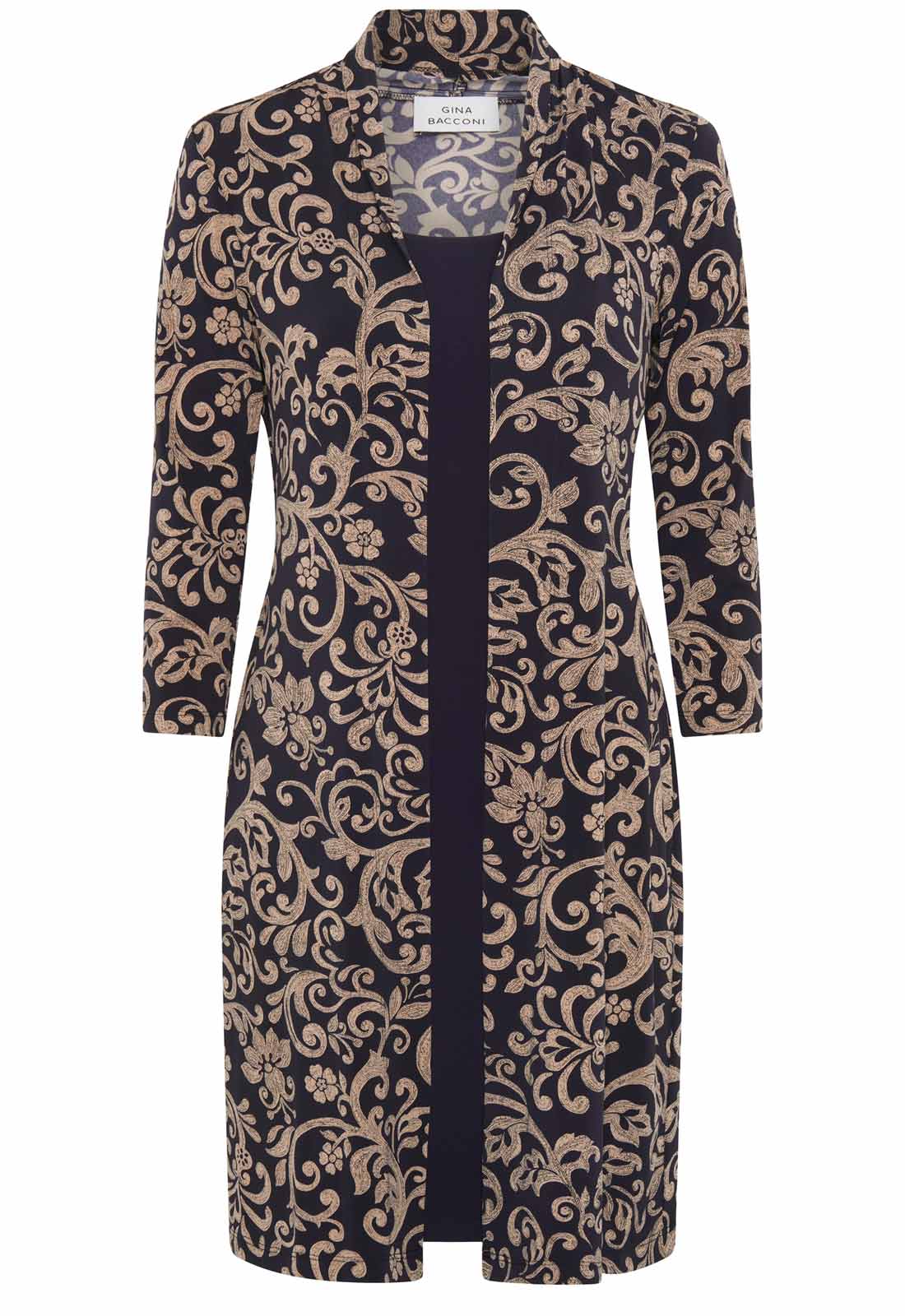 Patterned long coat on a white background