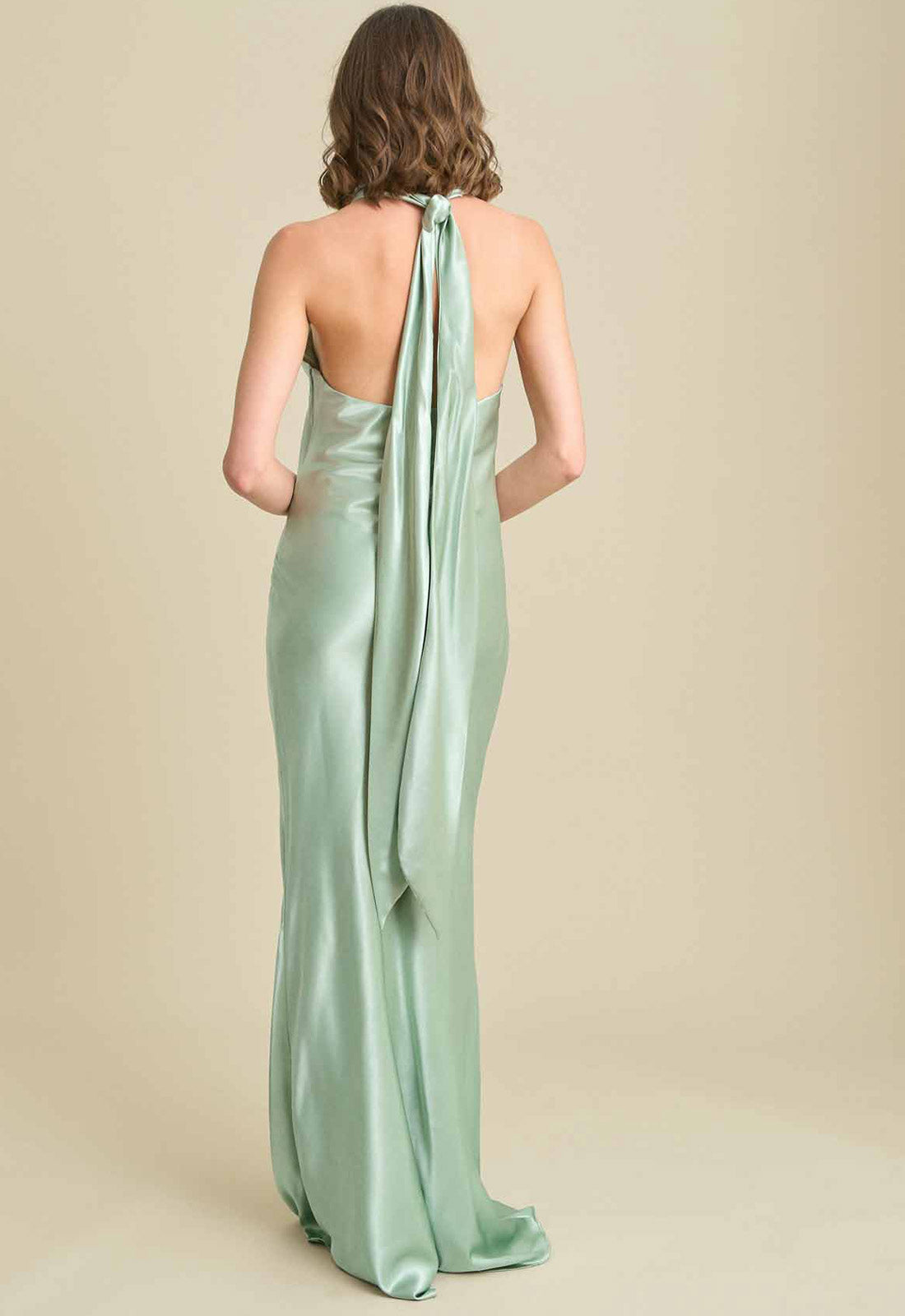 Gina Bacconi SAGE Chassidy Satin Halter Neck Maxi Dress