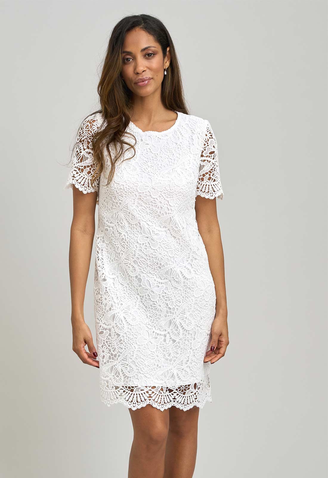Gina Bacconi WHITE Reid Lace Shift Dress
