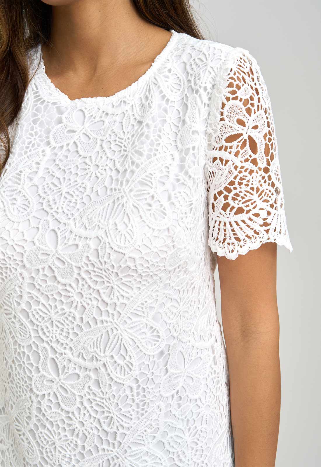 Gina Bacconi WHITE Reid Lace Shift Dress