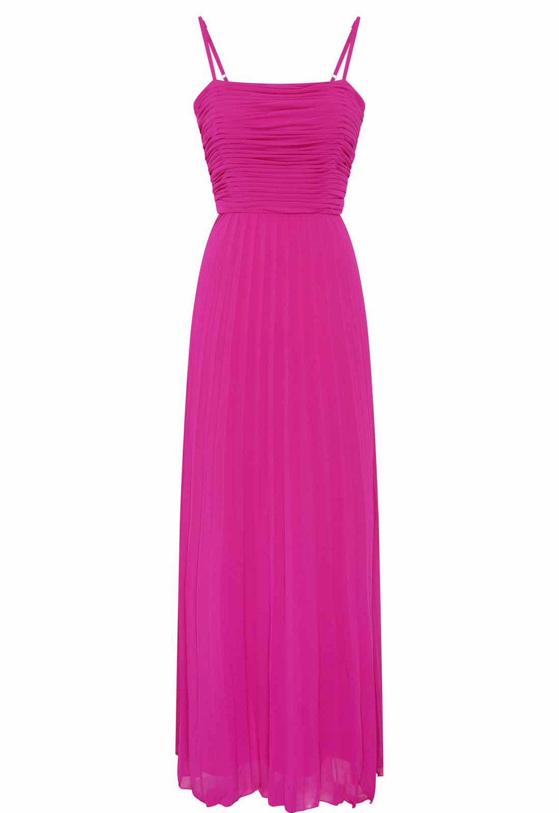 Gina Bacconi FUCHSIA Roberta Pleated Maxi Dress