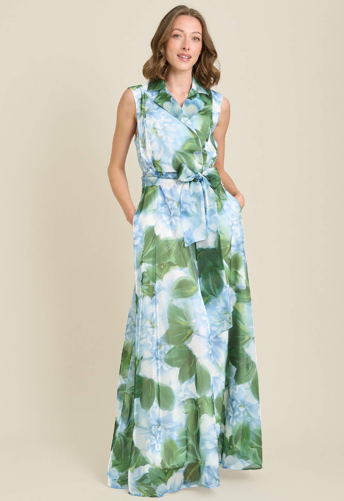Gina Bacconi MULTI Rikki Floral Belt Tie Maxi Dress