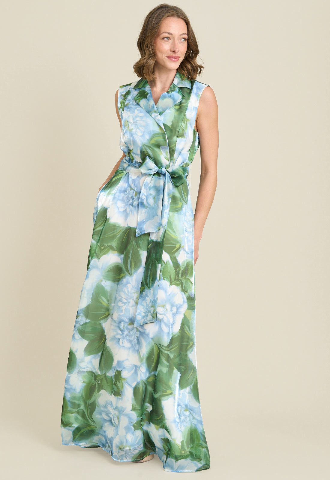 Gina Bacconi MULTI Rikki Floral Belt Tie Maxi Dress