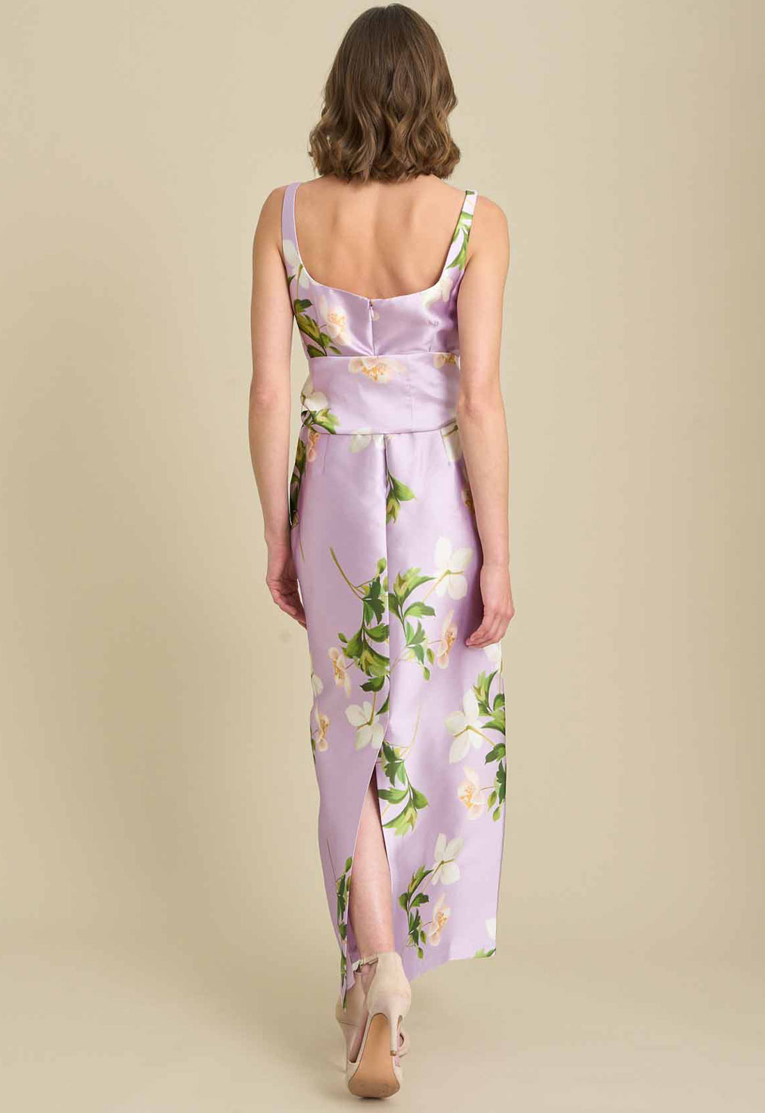 Gina Bacconi LAVENDAR Shawna Floral Tie Waist Maxi Dress