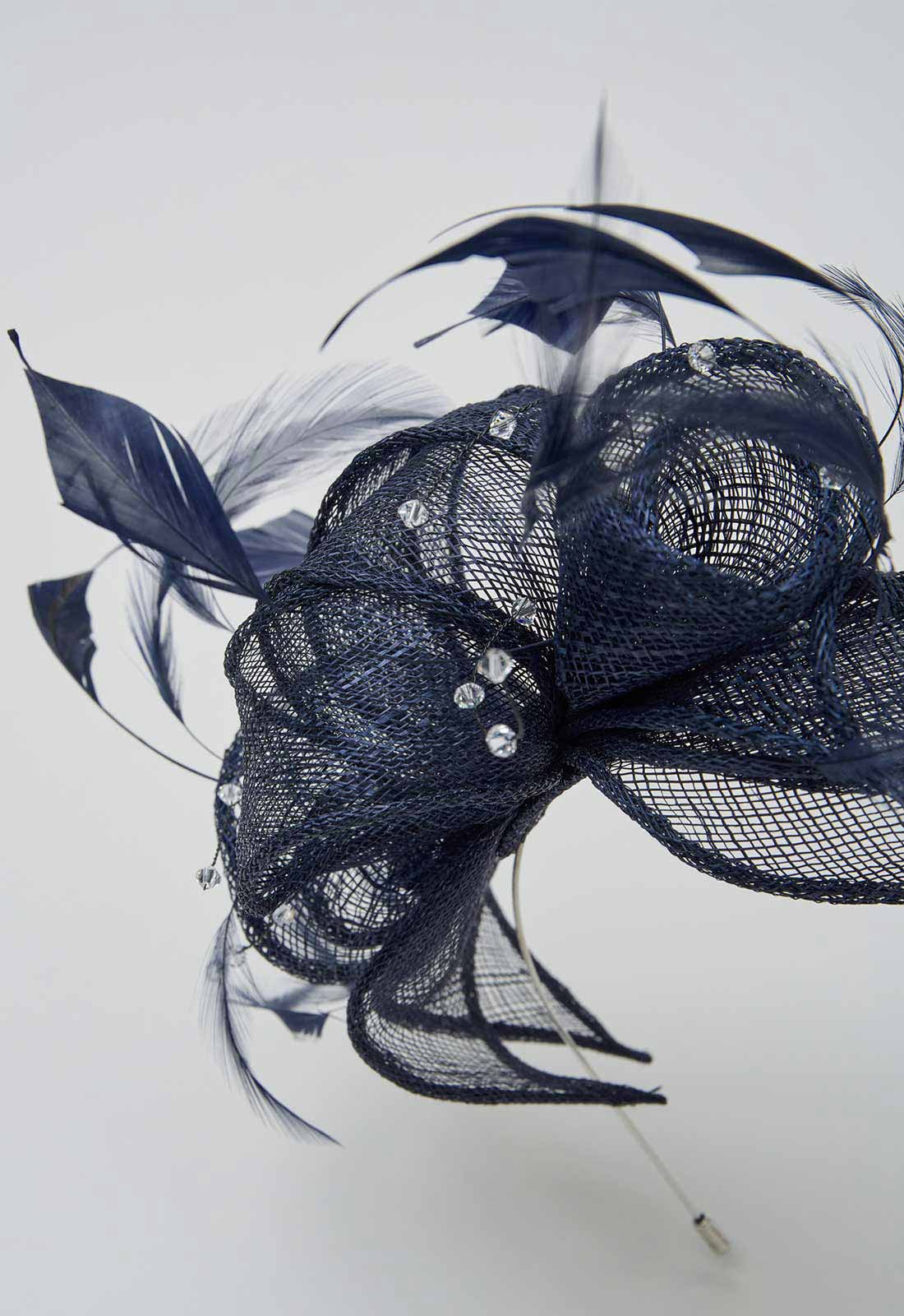 dark blue fascinator for weddings