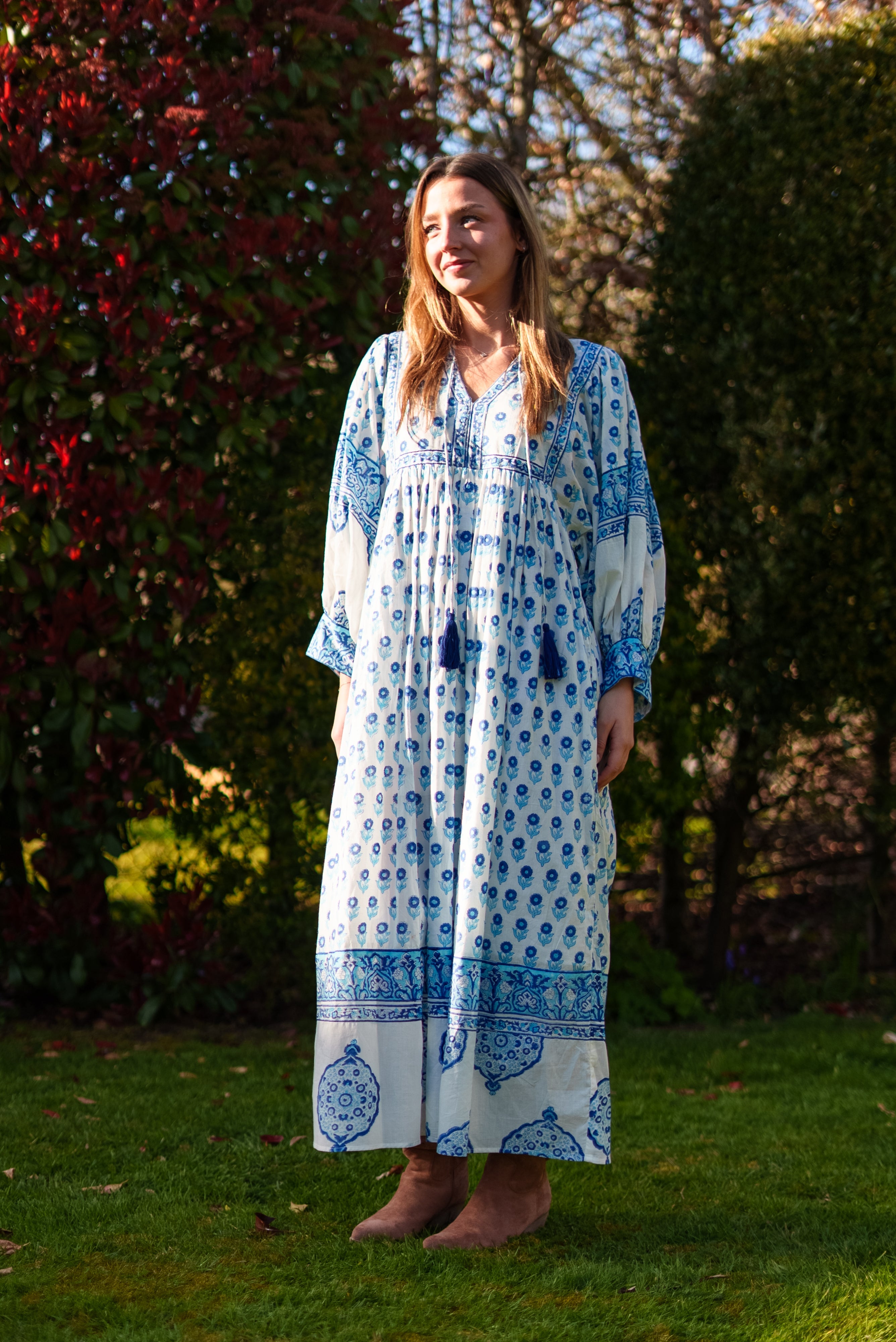Soul Of Sita Amelia Floaty Sleeve Folk Print Maxi Dress
