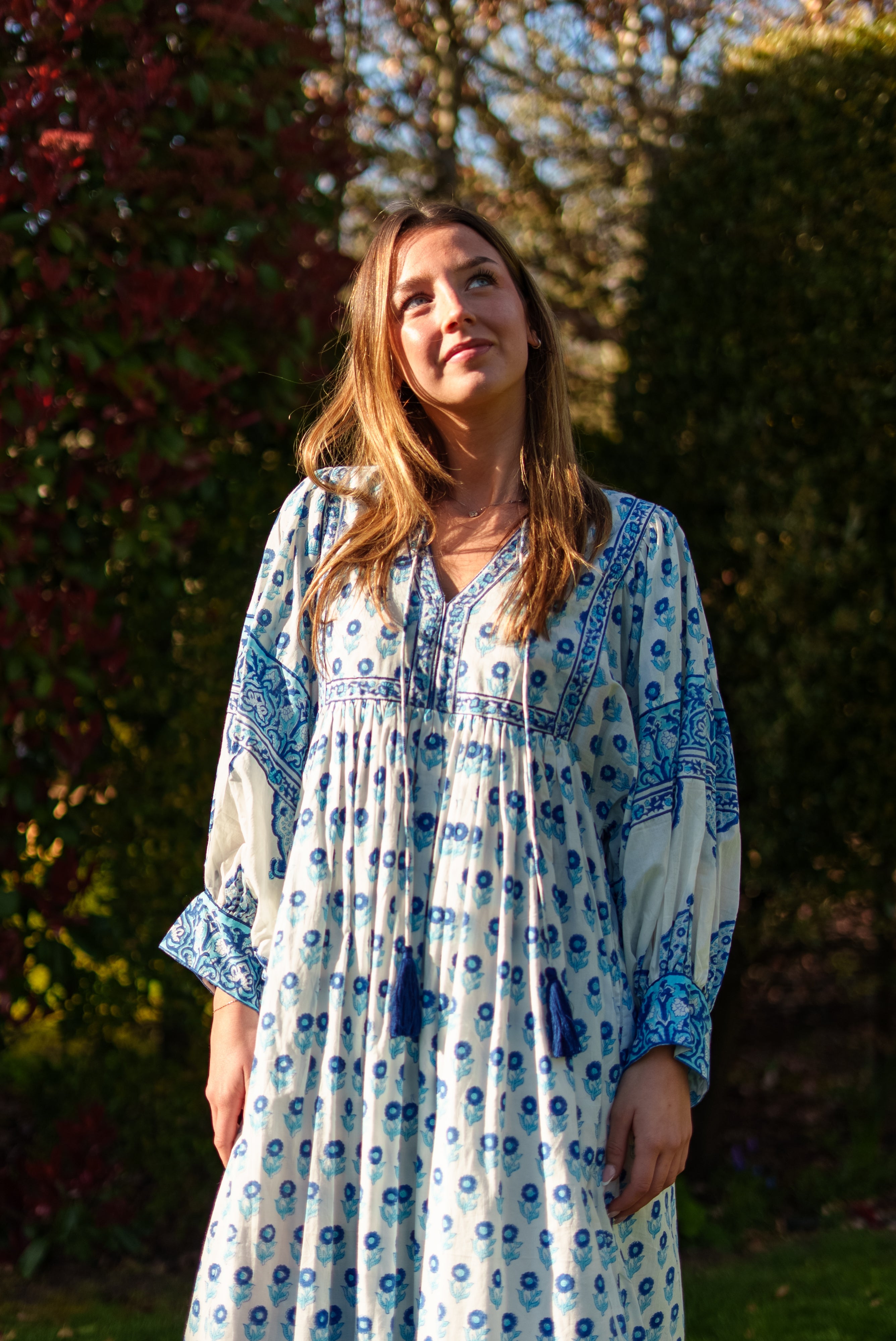 Soul Of Sita Amelia Floaty Sleeve Folk Print Maxi Dress