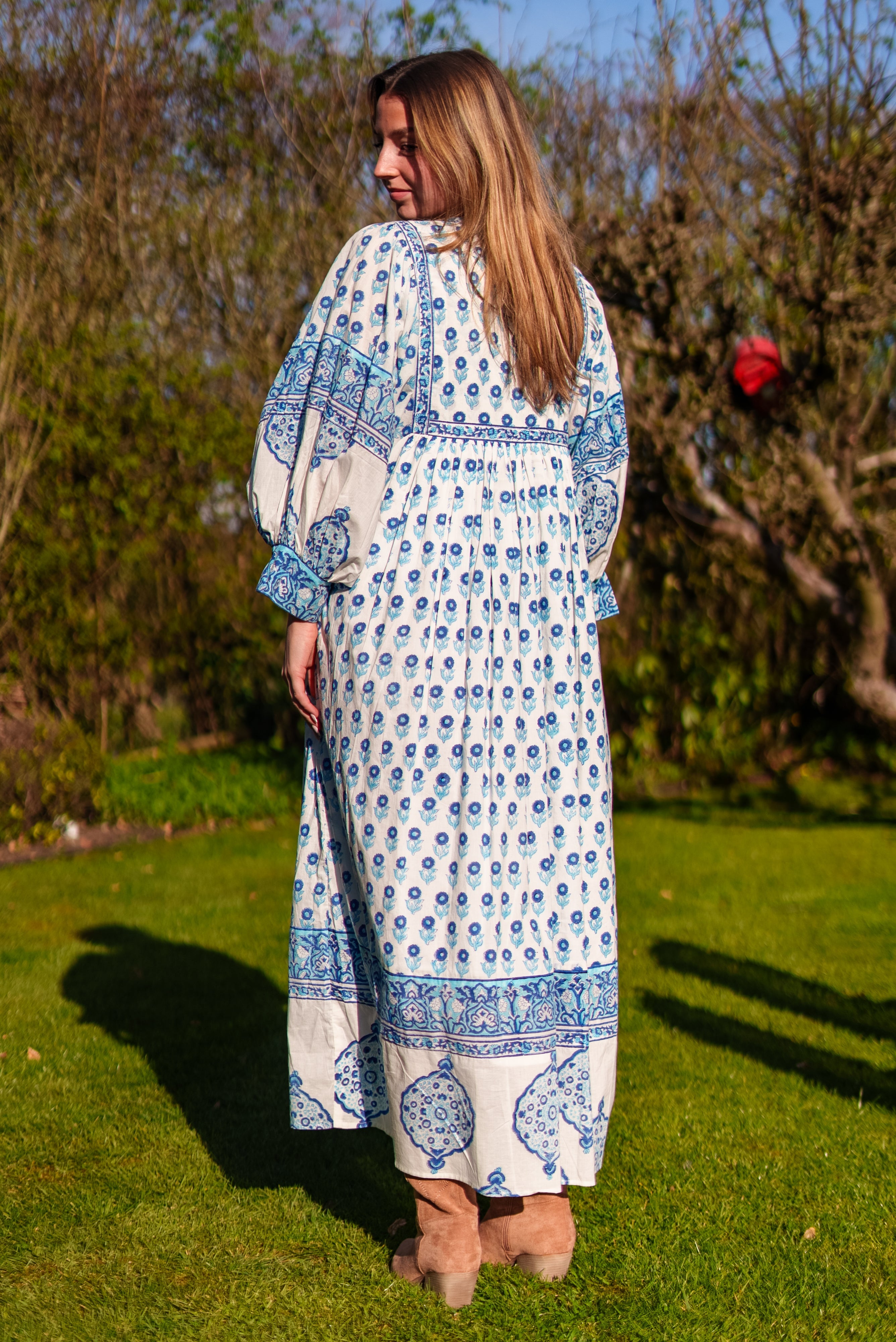 Soul Of Sita Amelia Floaty Sleeve Folk Print Maxi Dress