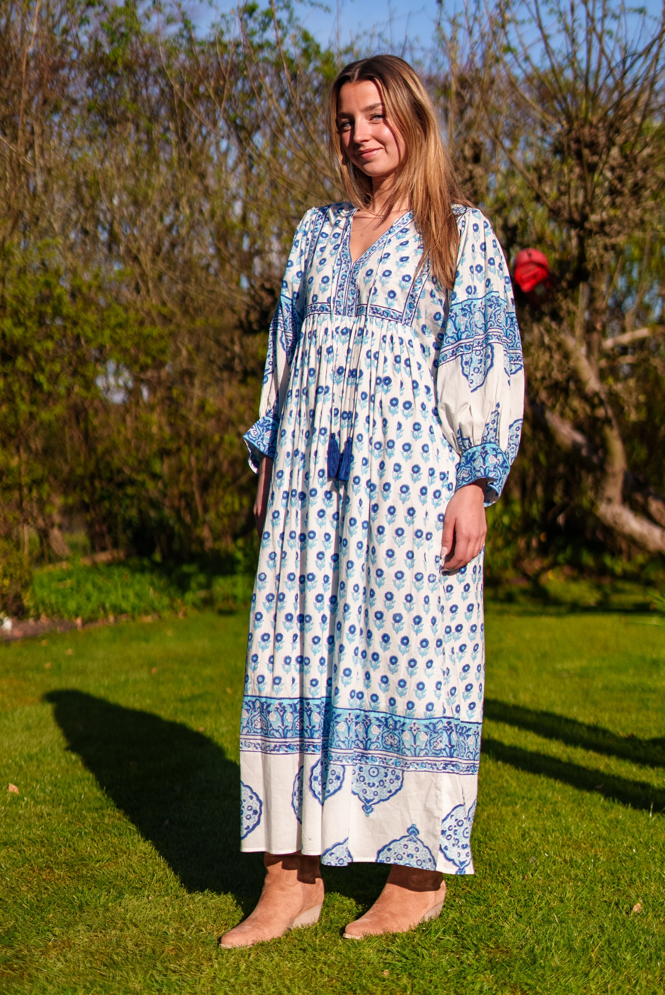 Soul Of Sita Amelia Floaty Sleeve Folk Print Maxi Dress