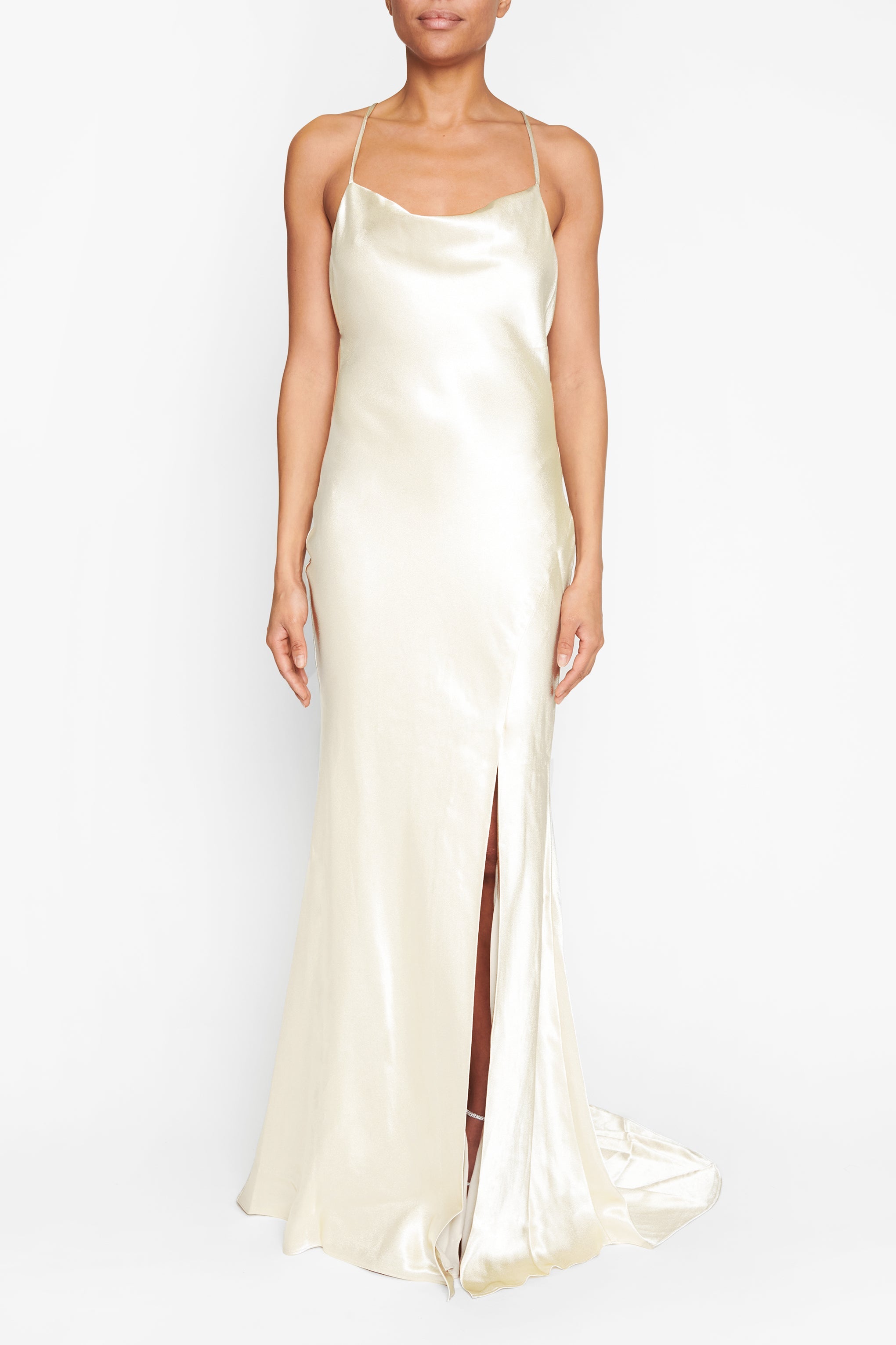 Pippa Ivory Bridesmaid Cowl-Neck Slip Dress-image-1