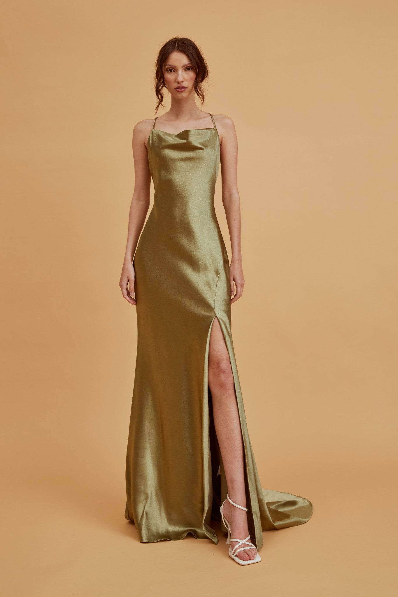 Pippa Sage Green Bridesmaid Cowl-Neck Slip Dress-image-5