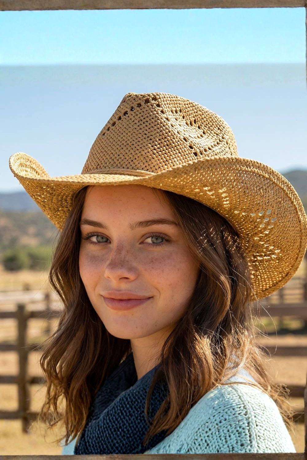 Soul Of Sita Thin Rope Strap Straw Cowboy Hat: Ka