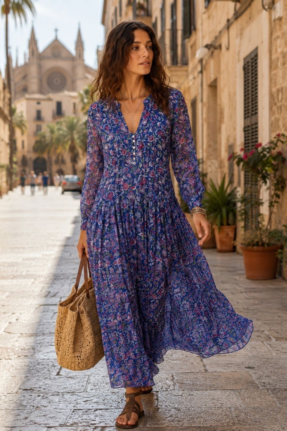 Soul Of Sita Inky Blue Cotton / Silk Mix Maxi Dress And Separate Under Vest. With Side Pockets. Beautiful Breathable Fabric.