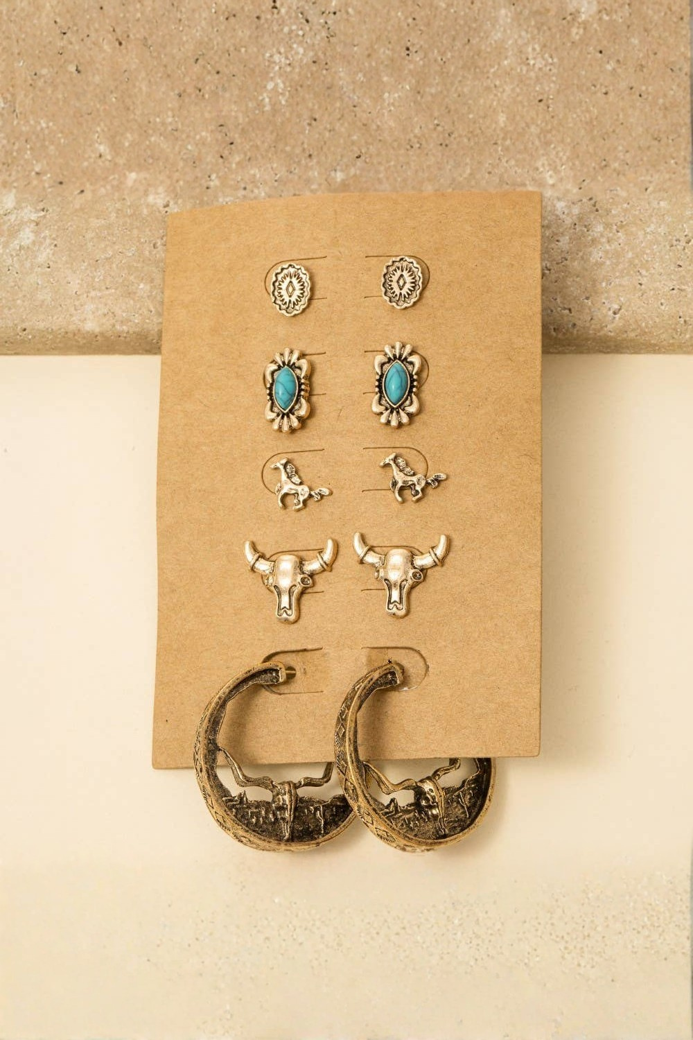 Soul Of Sita Assorted Western Five Pair Earrings Set: G