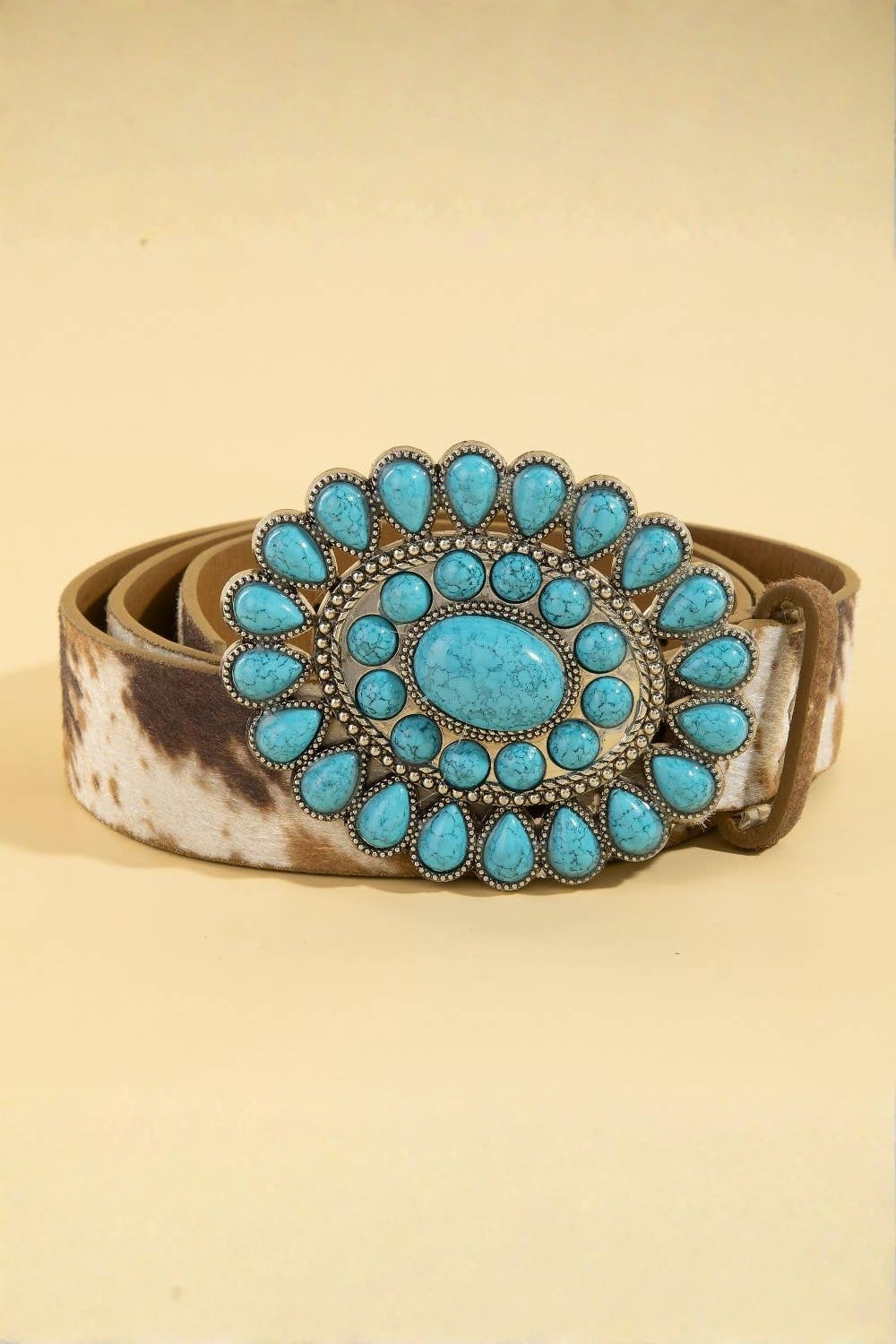 Western Concho Turquoise Stone Buckle Belt: LCO