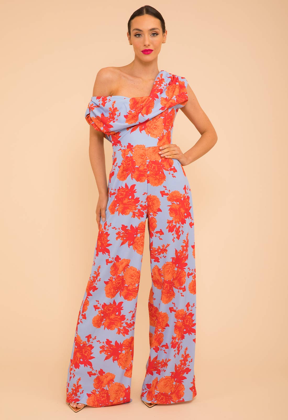 Atom Label Powder Blue And Orange Venice Jumpsuit