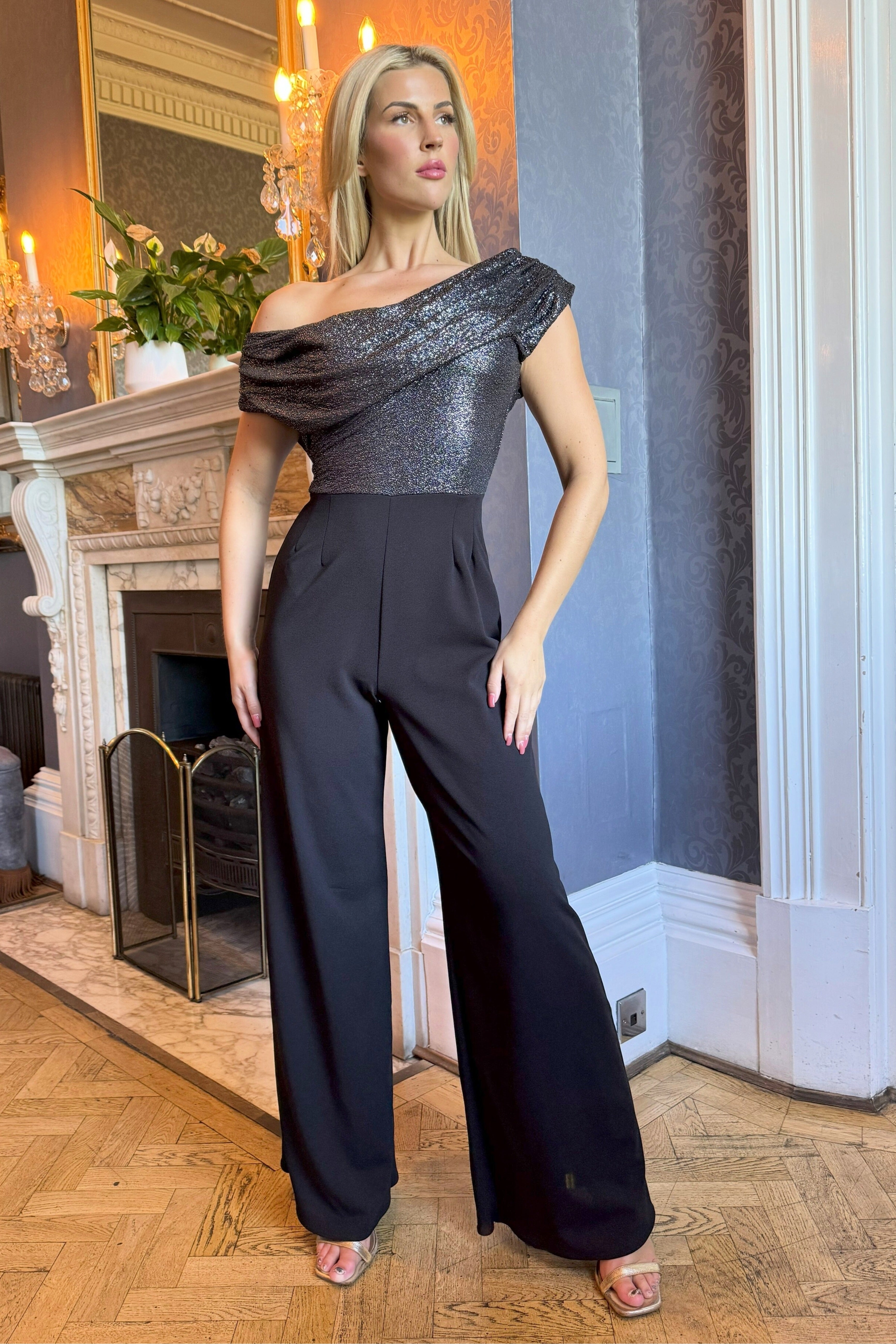 Atom Label Gunmetal Venice Sparkle Jumpsuit