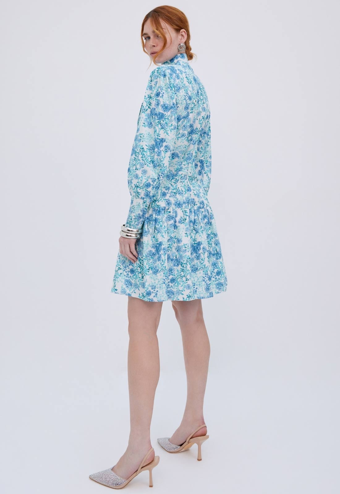 long sleeve blue Raishma print dress