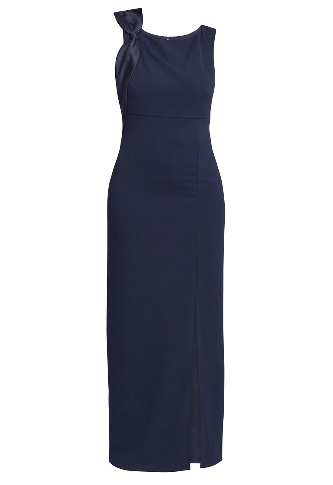 Gina Bacconi Navy Merle Bow Shoulder Maxi Dress