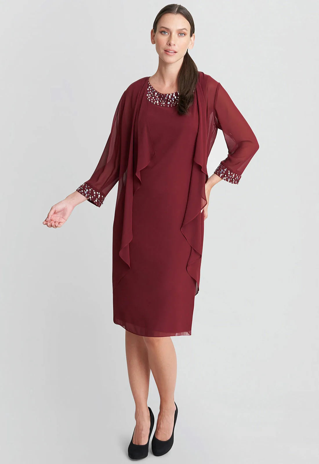 Gina Bacconi Cranberry Dress and Jacket