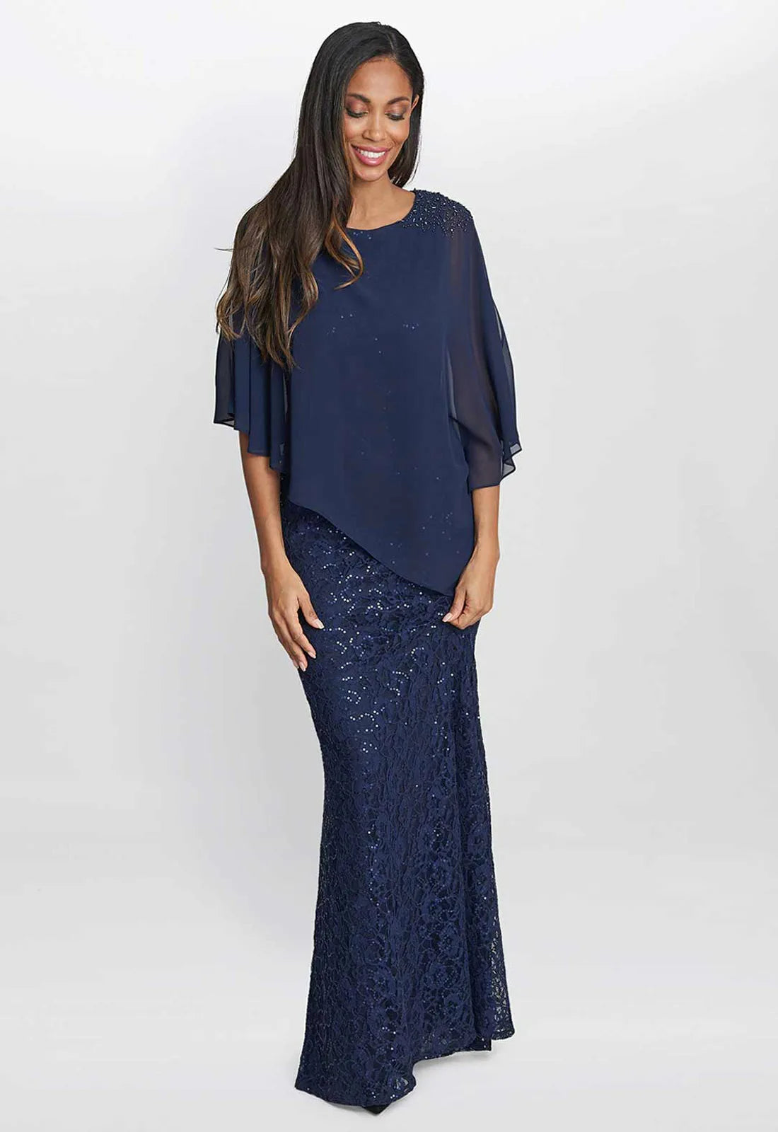 Gina Bacconi Navy Ginger Maxi Dress