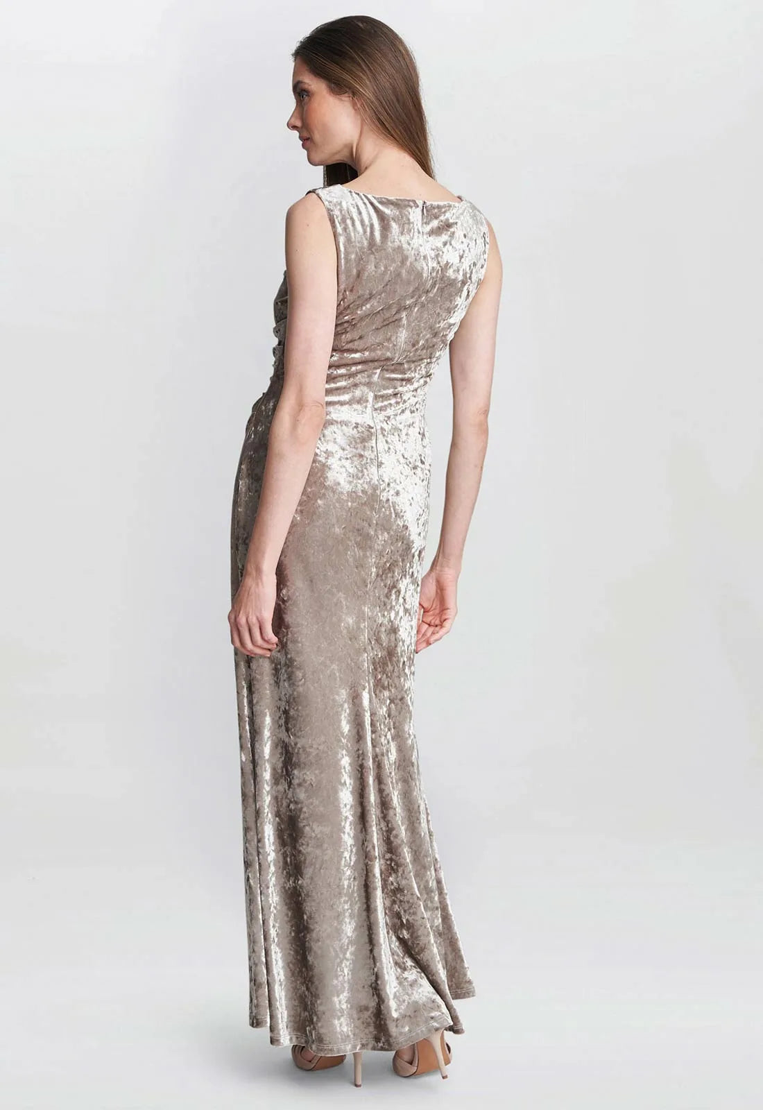 Gina Bacconi Champagne Talia Velvet Dress