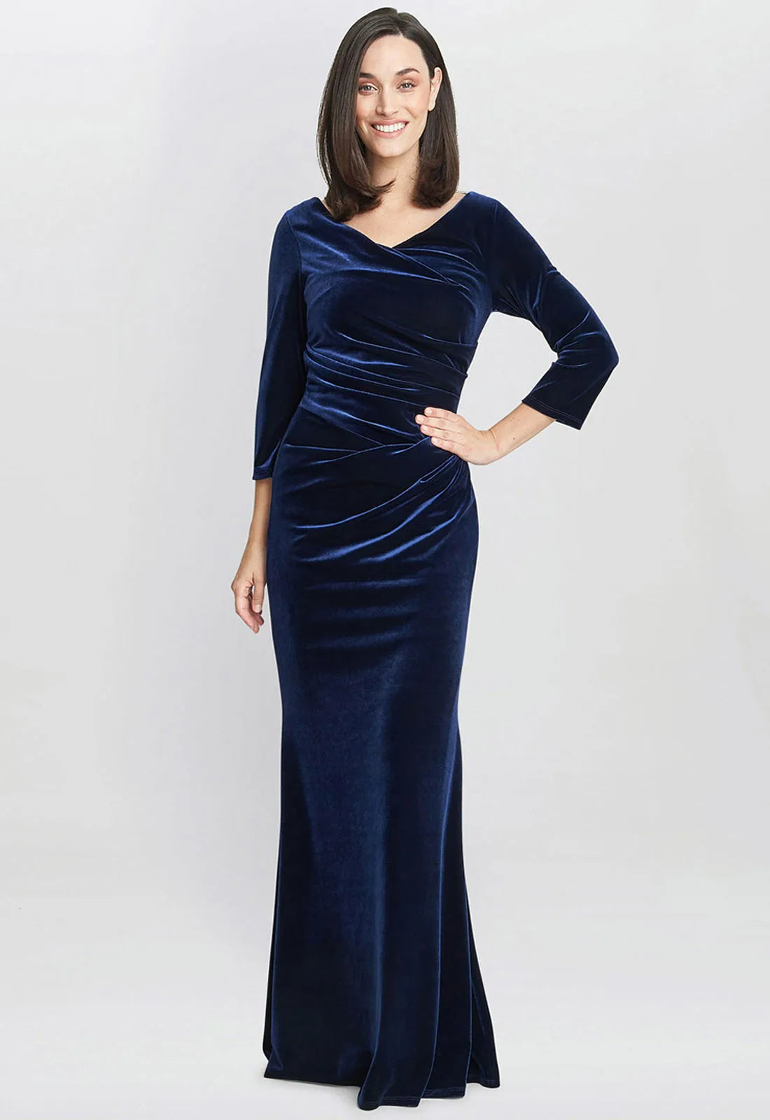 Gina Bacconi Navy Sophie Velvet Maxi Dress