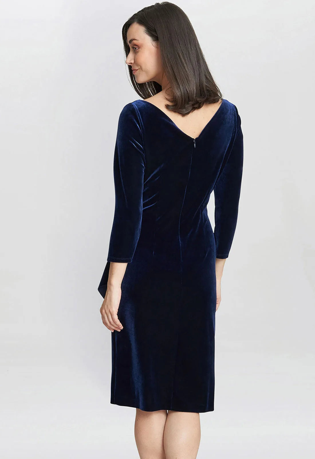 Gina Bacconi Navy Zoe Velvet Wrap Dress