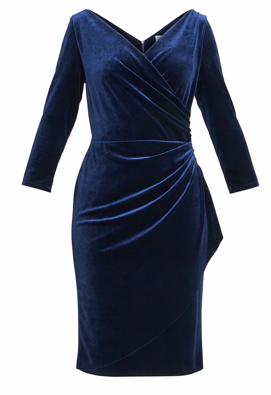 Gina Bacconi Navy Zoe Velvet Wrap Dress