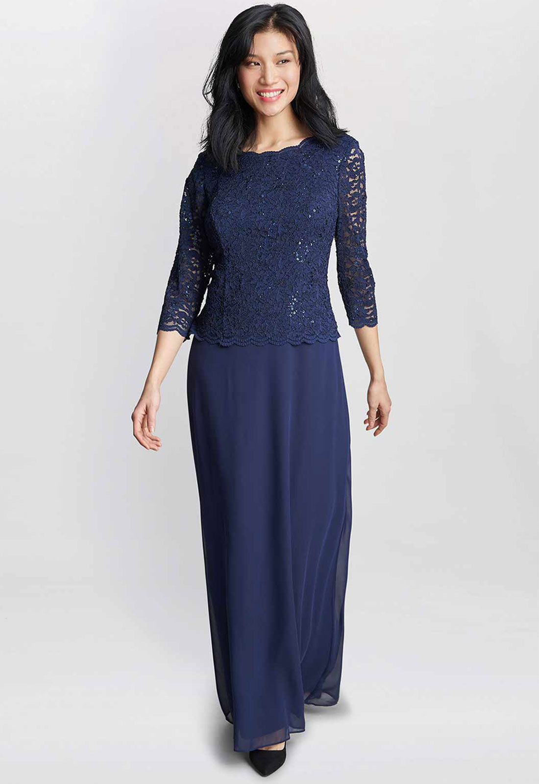 Gina Bacconi Blue Virginia Maxi Lace Dress