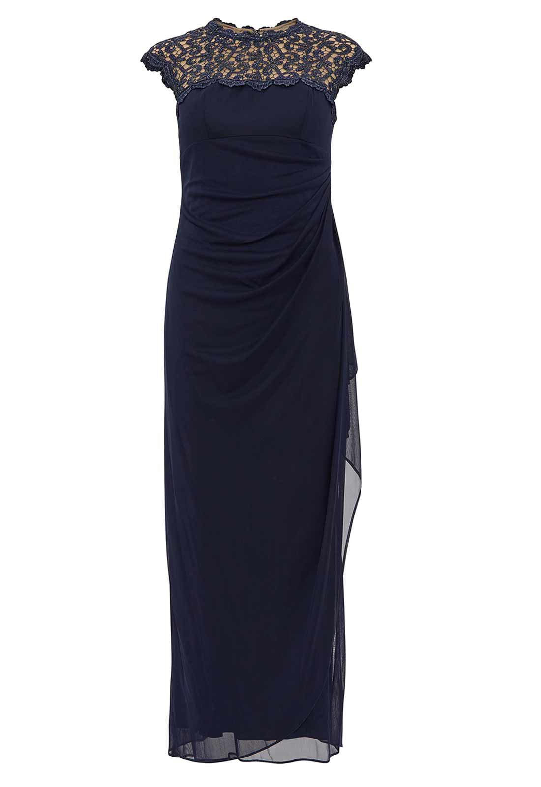 Gina Bacconi Navy Eleanor Maxi Mesh Dress