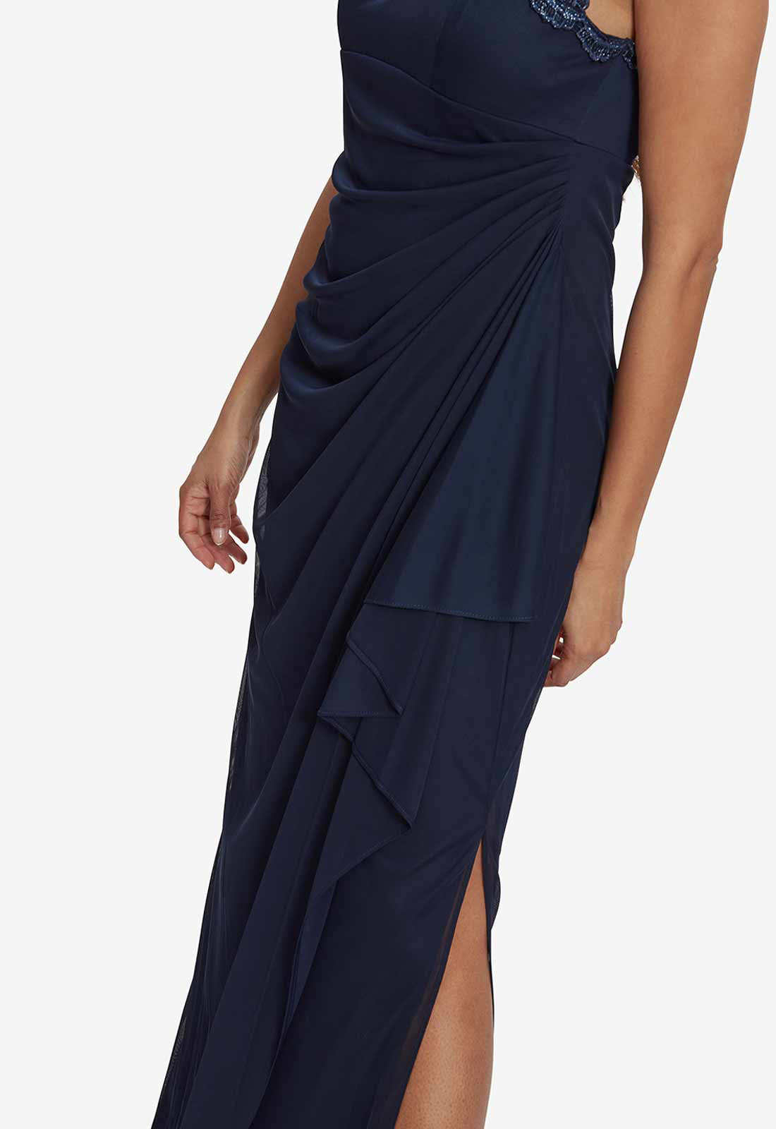 Gina Bacconi Navy Eleanor Maxi Mesh Dress