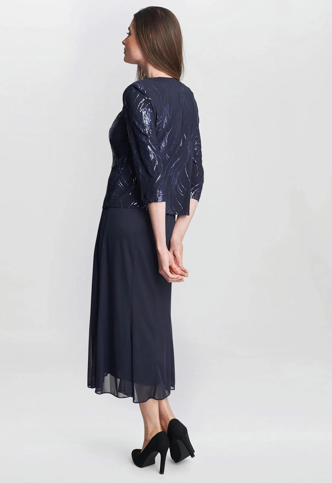 Gina Bacconi Navy Karyn Sequin Dress and Jacket