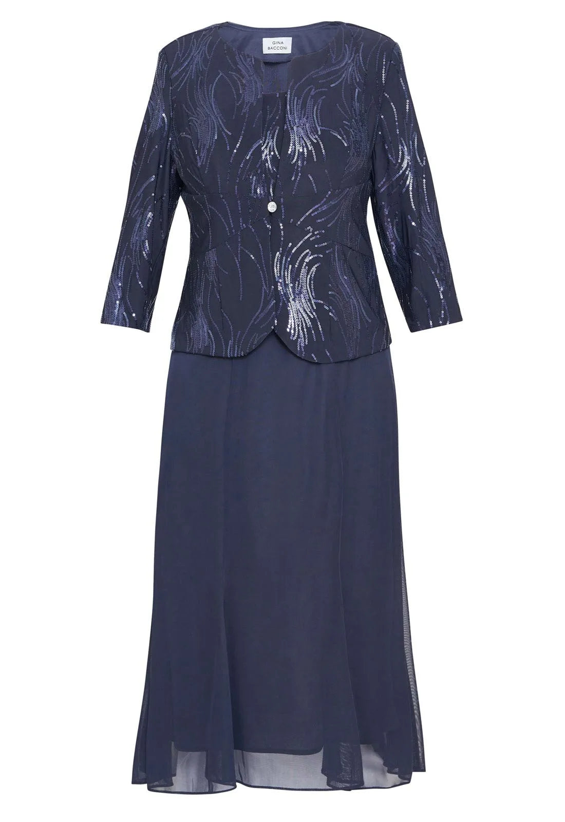Gina Bacconi Navy Karyn Sequin Dress and Jacket