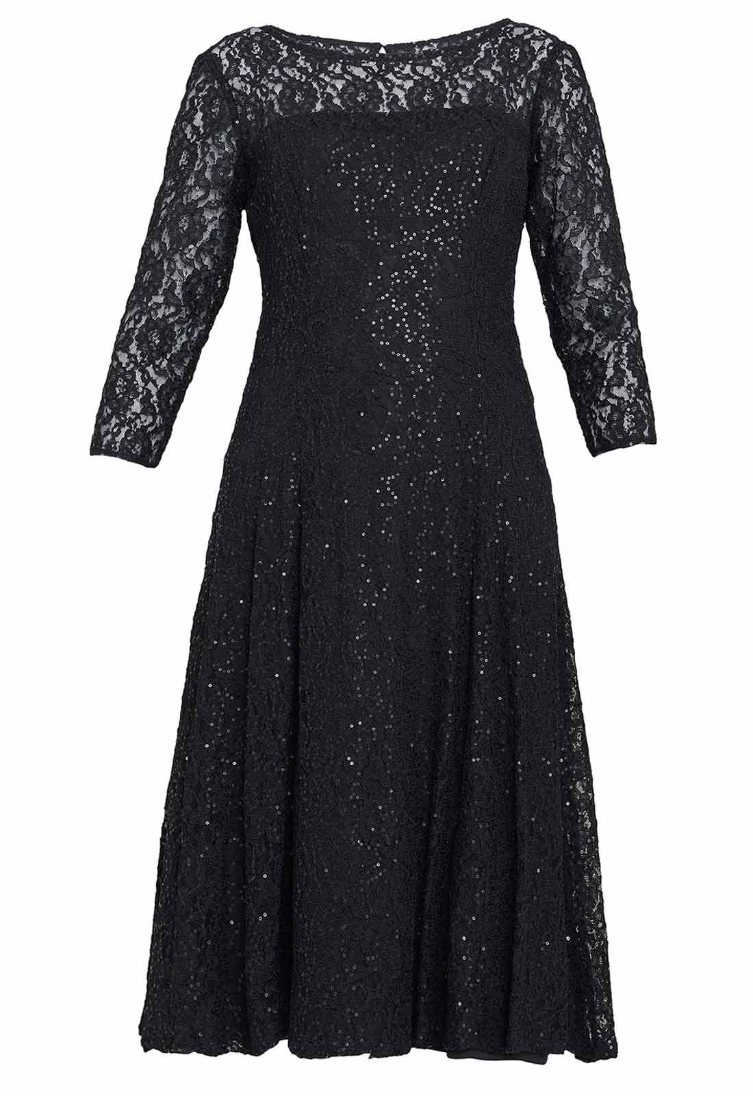 Gina Bacconi Black Elianna Sequin Lace Dress