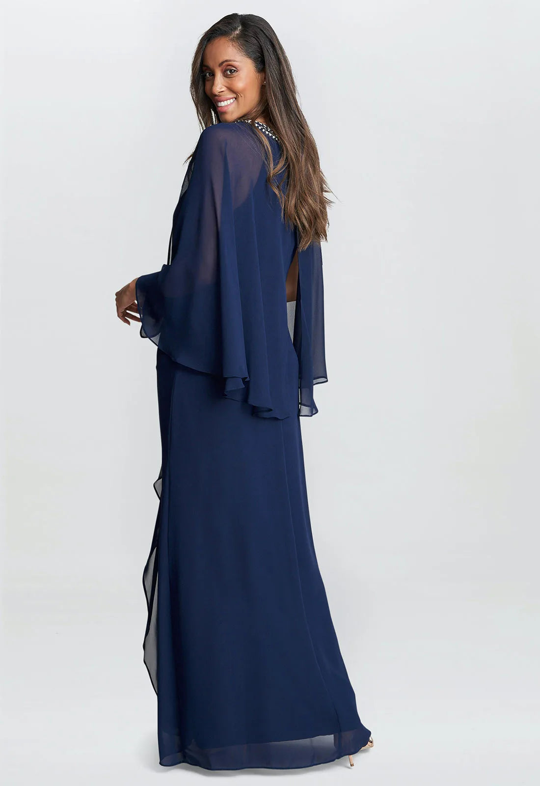 Gina Bacconi Navy Polly Maxi Dress