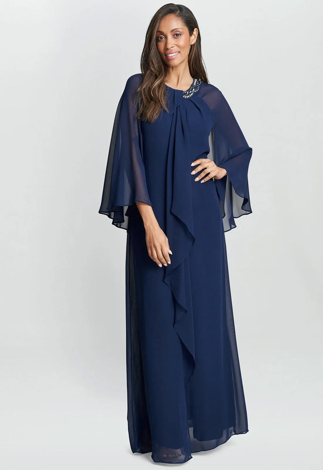 Gina Bacconi Navy Polly Maxi Dress