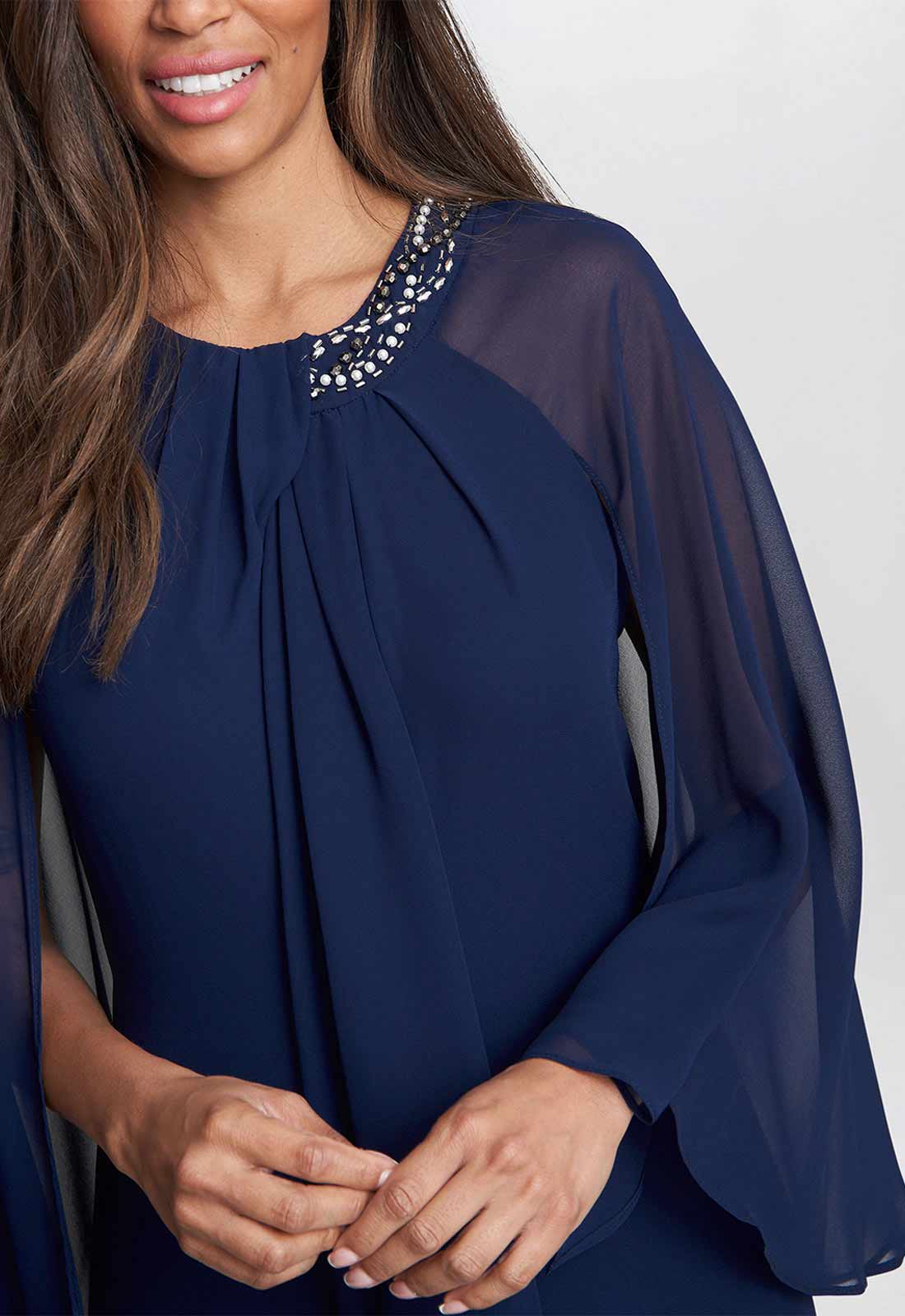 Gina Bacconi Navy Polly Maxi Dress
