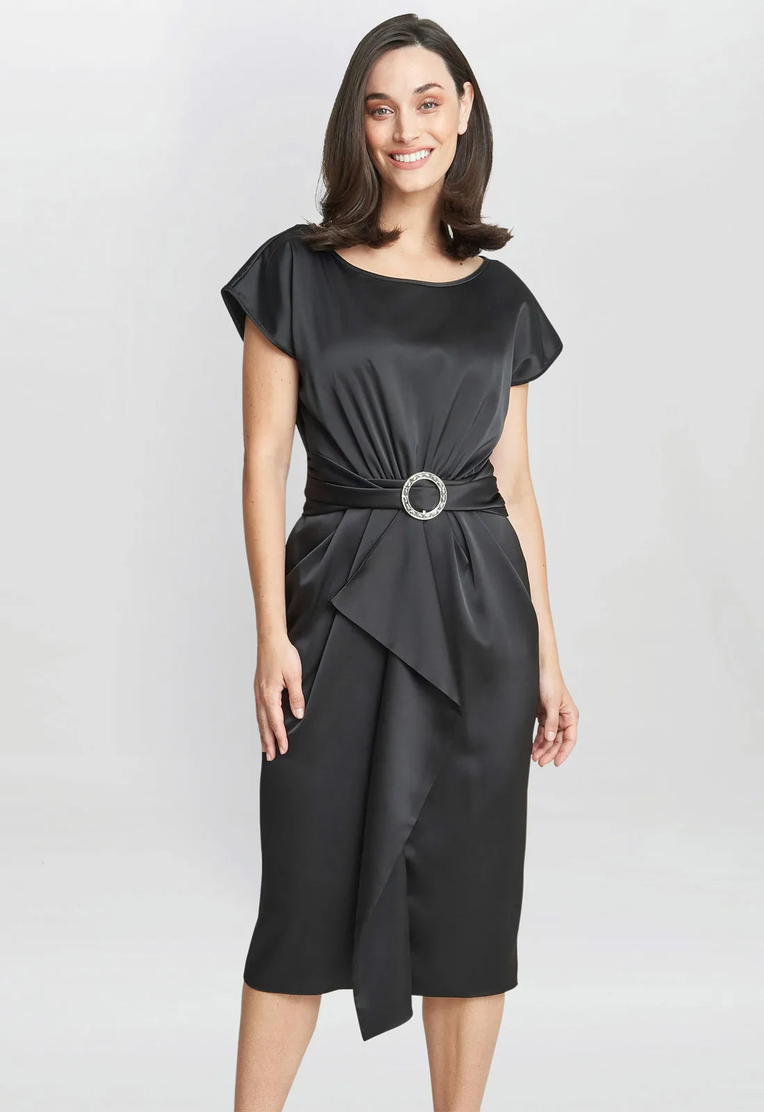 Black Satin Pelia Gina Bacconi Cocktail Dress