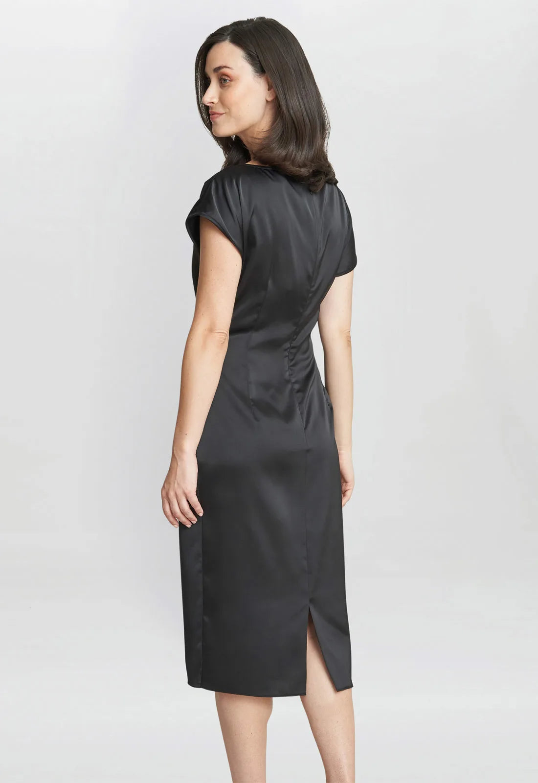 Black Satin Pelia Dress