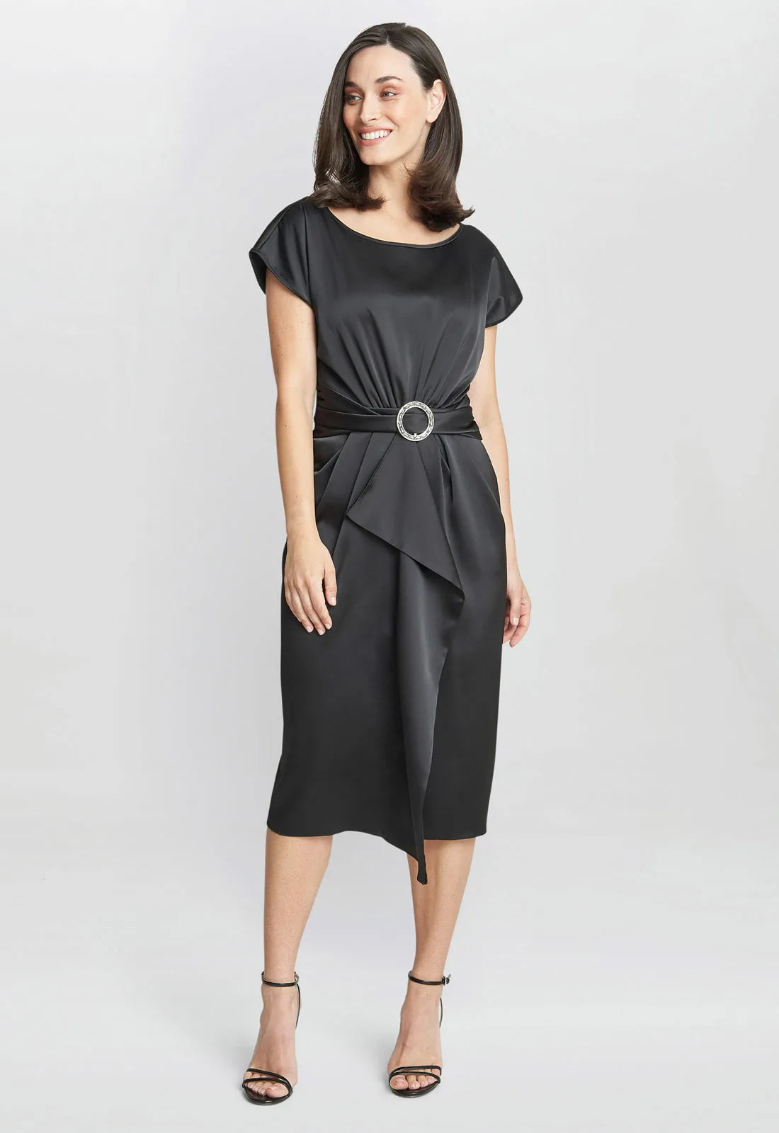Gina Bacconi Black Pelia Crepe Dress With Satin Lining