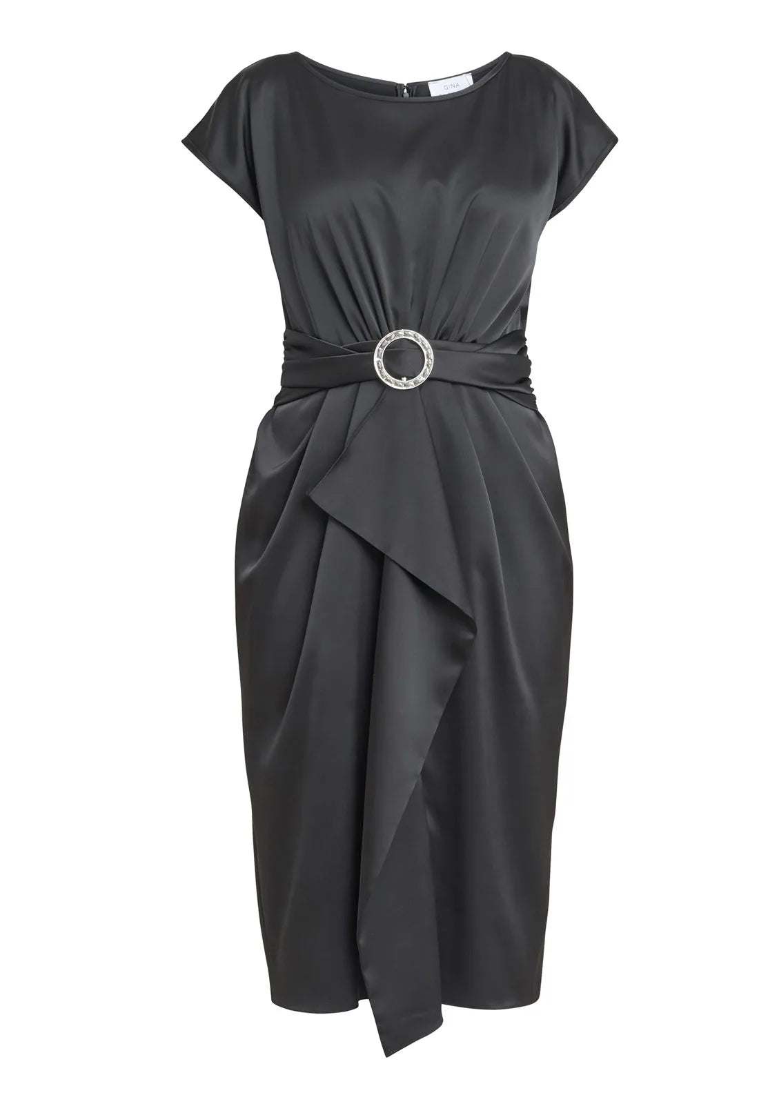 Gina Bacconi Black Pelia Crepe Dress With Satin Lining